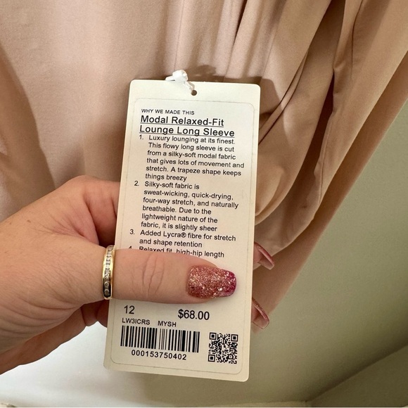 Lululemon Modal Relaxed Fit Long Sleeve Shirt Misty Shell Size 12 NWT - Picture 10 of 10
